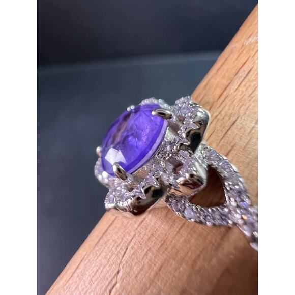 New Bomb Party Sterling Silver Lavender Simulated Amethyst Dinner Ring Sz 9 - Picture 15 of 16